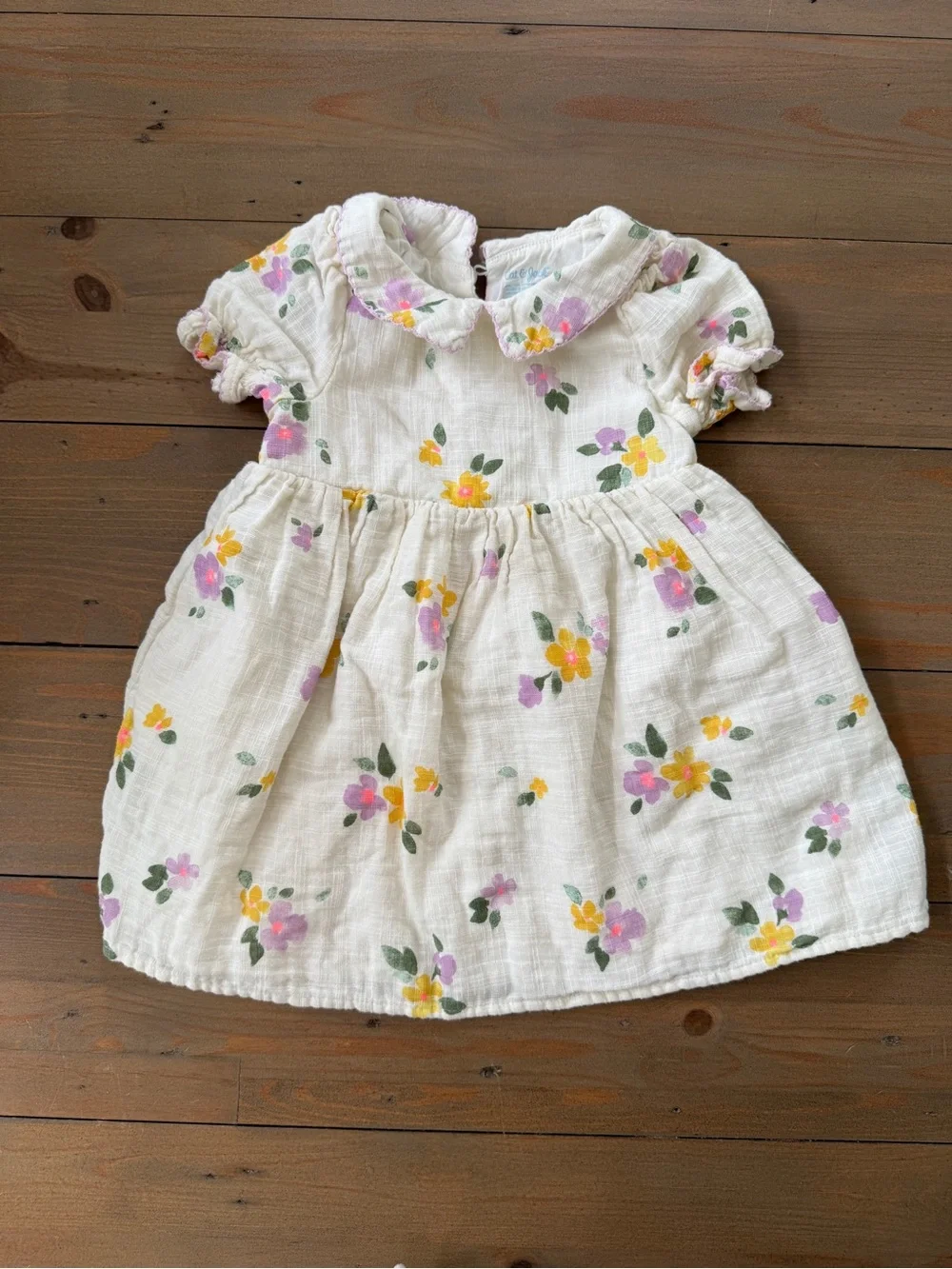 White Floral Cotton Baby Dress - 18 Months